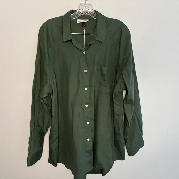 Universal Thread NWT Women’s Dark Green Oversized Button Down Long Sleeve Shirt - Picture 6 of 15